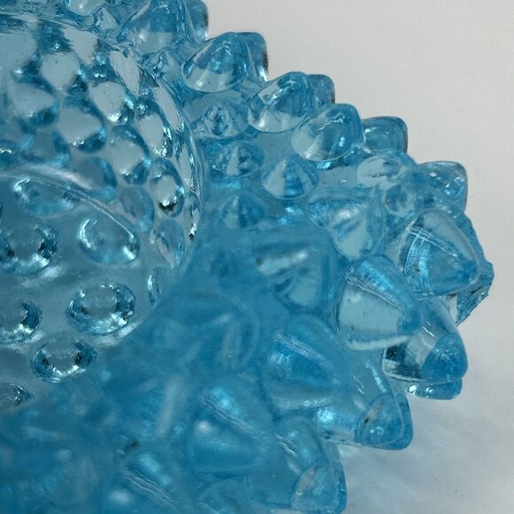 Vintage Brooke Glass Company Aqua Blue Hobnail Salt Cellar Tea Light Holder - Picture 9 of 11